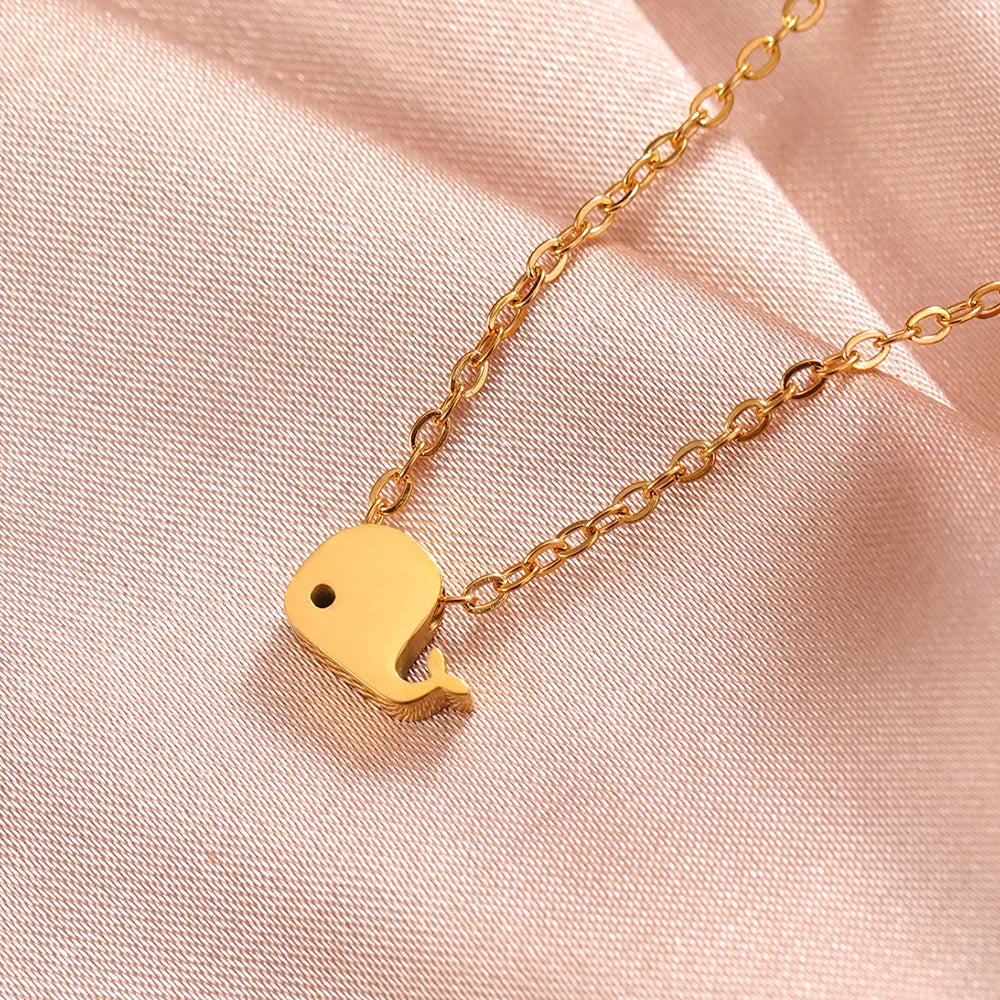 Mini Whale Gold Pendant Necklace